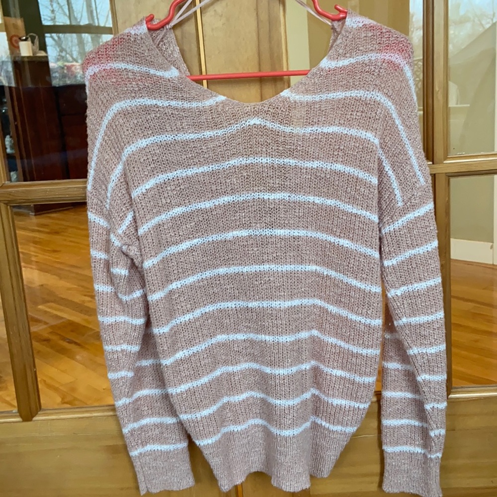 Pink and white sweater